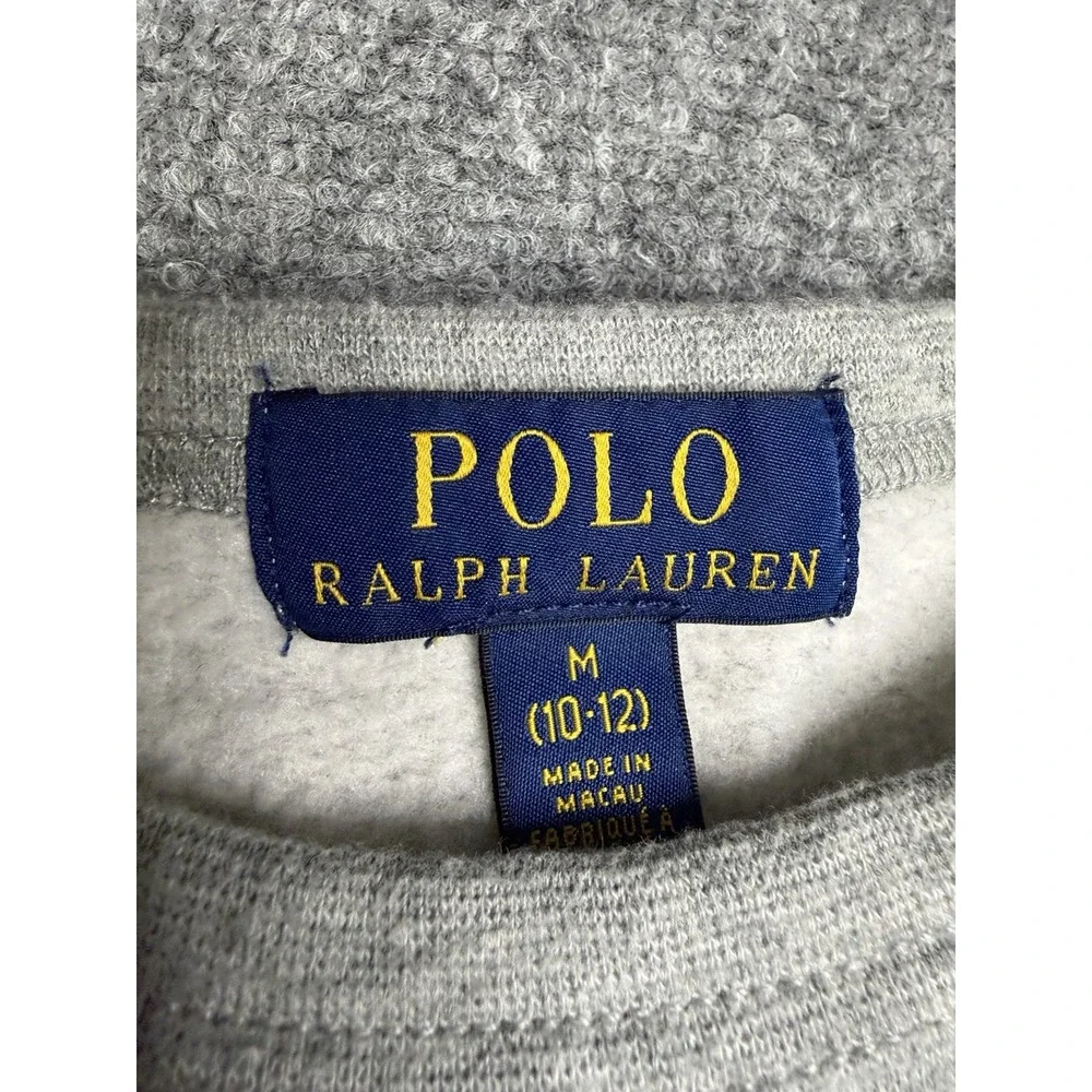 Boys Polo Ralph Lauren Gray Big Pony Logo Pullover Sweatshirt Size Medium (10-12